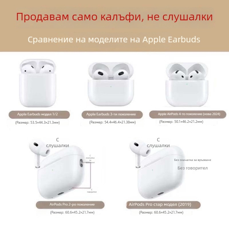 Калъф за AirPods за защита, PC материал, спрей завършек, общ стил, без персонализиране