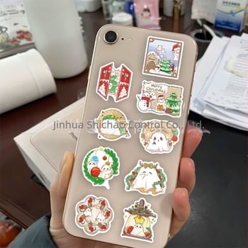 Комплект стикери – Коледни малки духчета, 50 листа, PVC самозалепващи, карикатурен стил