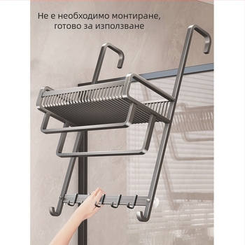 Безпробивен алуминиев държач за хавлии за баня, триетажна полица, покритие със спрей-пластмаса, товароподемност 20 кг