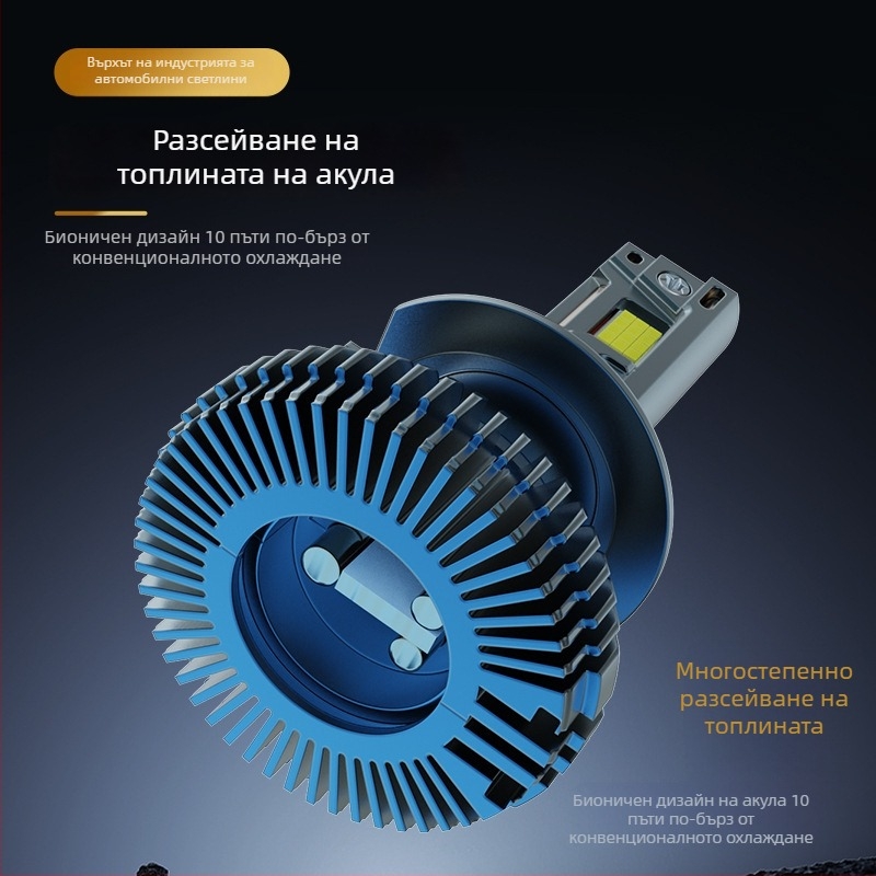 320W автомобилен LED фар, съвместим с H7/H4, три медни тръби, корпус от авиационен алуминий, висока и ниска греда, 9-36V
