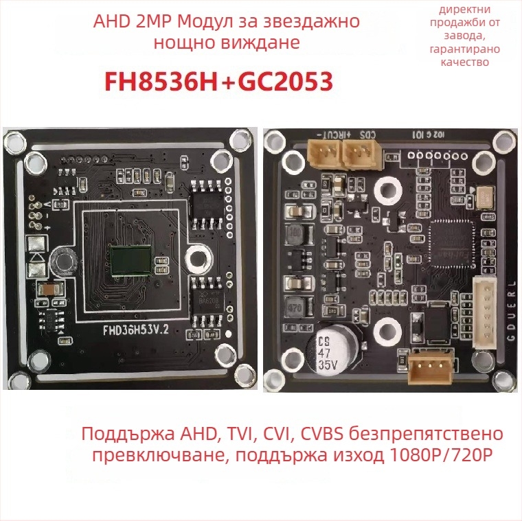 Модул за автомобилна камера с инфрачервено нощно виждане – AHD 1080P, сенсор GC2053, обектив 2.8-12 мм, IR обхват 1–100 м
