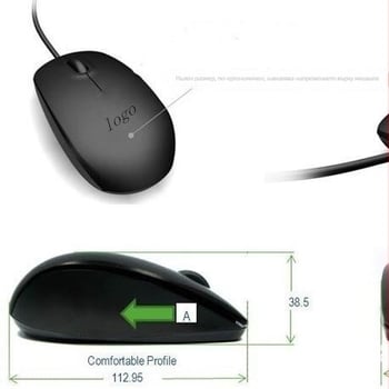 MS111 оптичен USB кабелен мишок, 1000 DPI, 3 бутона, колелце за скрол, 1,5 m кабел, за лаптоп