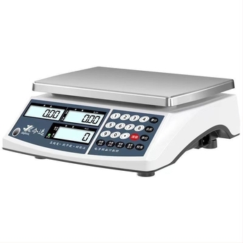 Електронна броячна везна модел SY — прецизност 0.1 g, диапазон на измерване 0.1 g–40 kg, електронно измерване, захранване: батерия или мрежово захранване