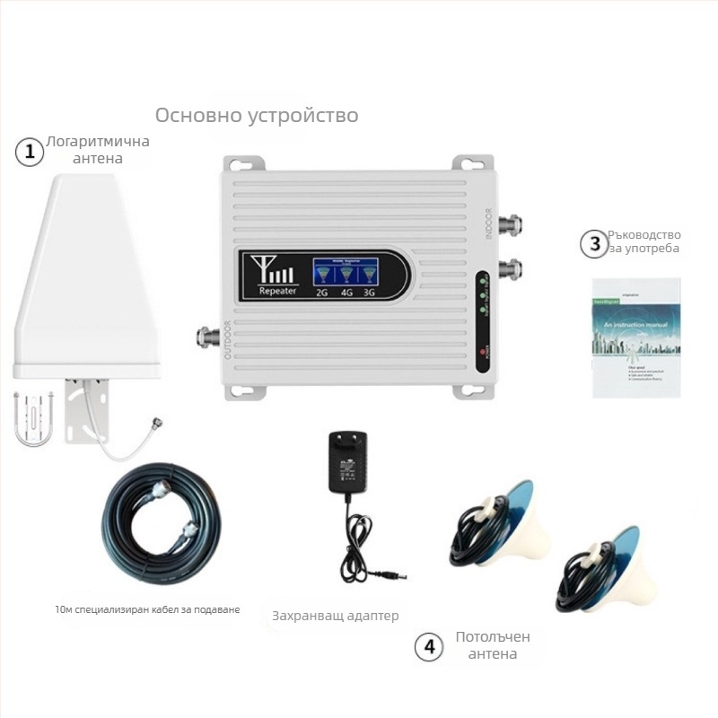 Тридиапазонен мобилен усилвател на сигнала 900/1800/2100 MHz, FDD, обхват 100–1000 м², 4G/5G повторител