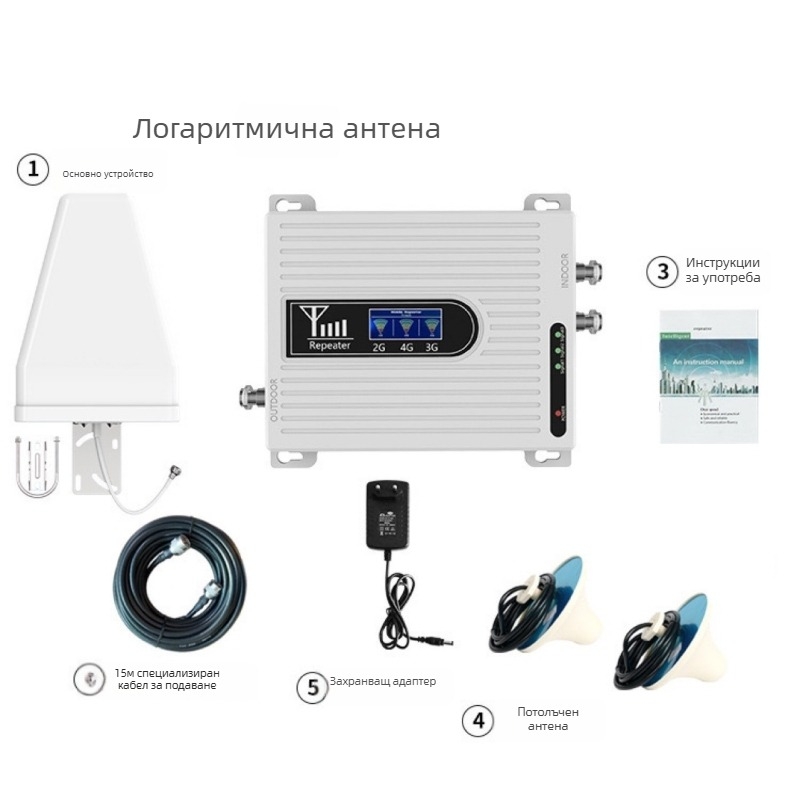 Тридиапазонен мобилен усилвател на сигнала 900/1800/2100 MHz, FDD, обхват 100–1000 м², 4G/5G повторител