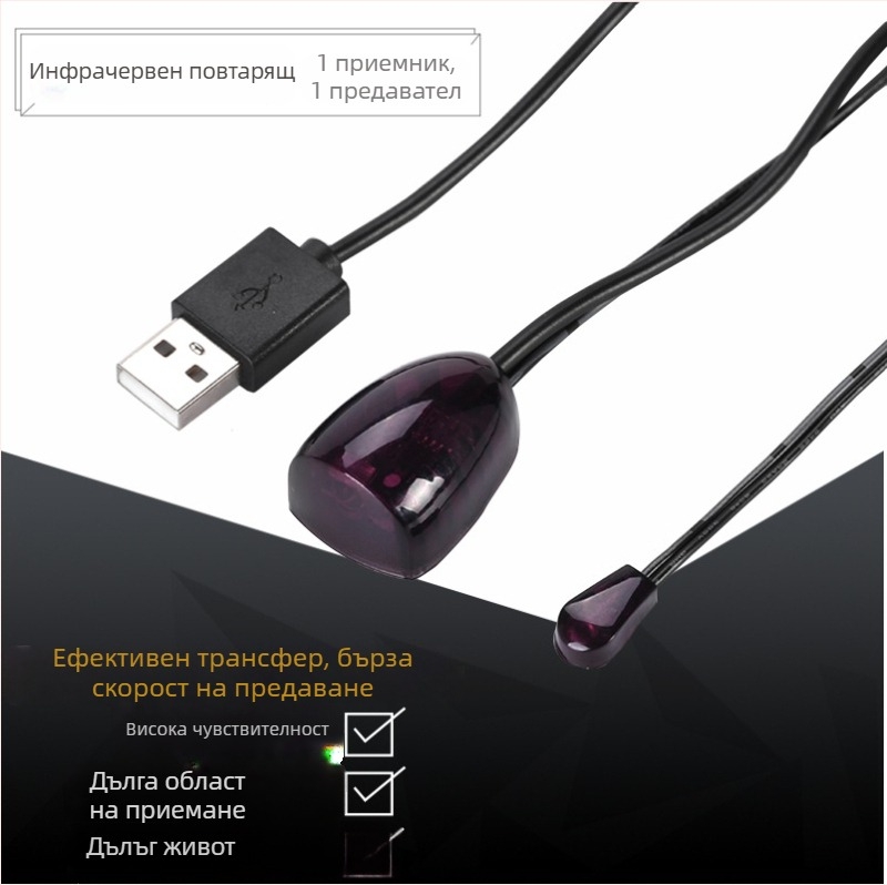 USB инфрачервен повторител — оптичен приемник, далечен инфрачервен диапазон, непрекъснат режим, широкополосен сигнал, висока скорост