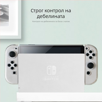 Калъф за Nintendo Switch OLED, TPU мек прозрачен корпус с разделени дръжки, PC+TPU, съвместим със Switch OLED, тегло 93 г