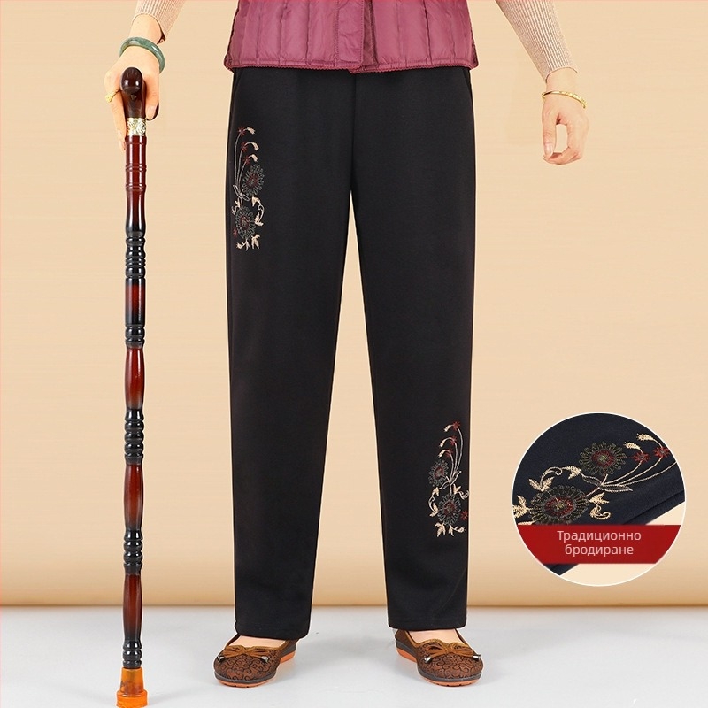 Дамски панталони с свободен силует - японско/корейски стил на отдих, бленд памук-вискоза (50-70% памук, 30-50% вискоза), бродерия, марка Lady of the Tang Dynasty