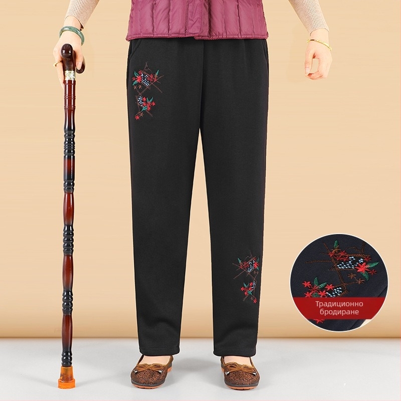 Дамски панталони с свободен силует - японско/корейски стил на отдих, бленд памук-вискоза (50-70% памук, 30-50% вискоза), бродерия, марка Lady of the Tang Dynasty