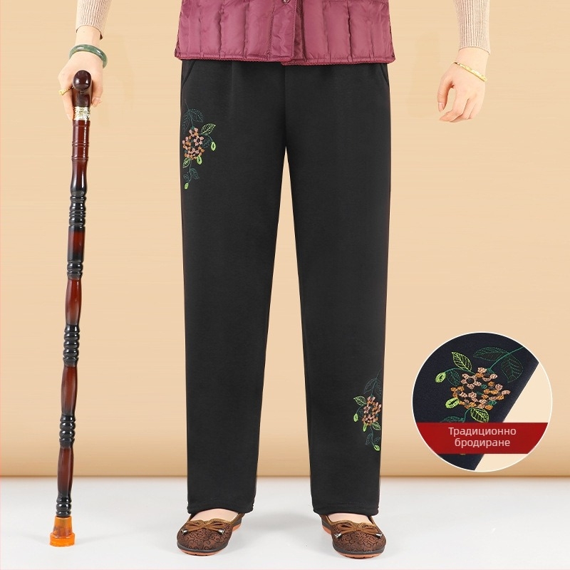Дамски панталони с свободен силует - японско/корейски стил на отдих, бленд памук-вискоза (50-70% памук, 30-50% вискоза), бродерия, марка Lady of the Tang Dynasty