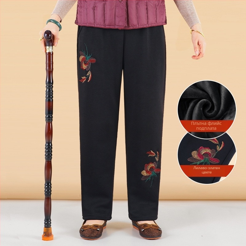 Дамски панталони с свободен силует - японско/корейски стил на отдих, бленд памук-вискоза (50-70% памук, 30-50% вискоза), бродерия, марка Lady of the Tang Dynasty