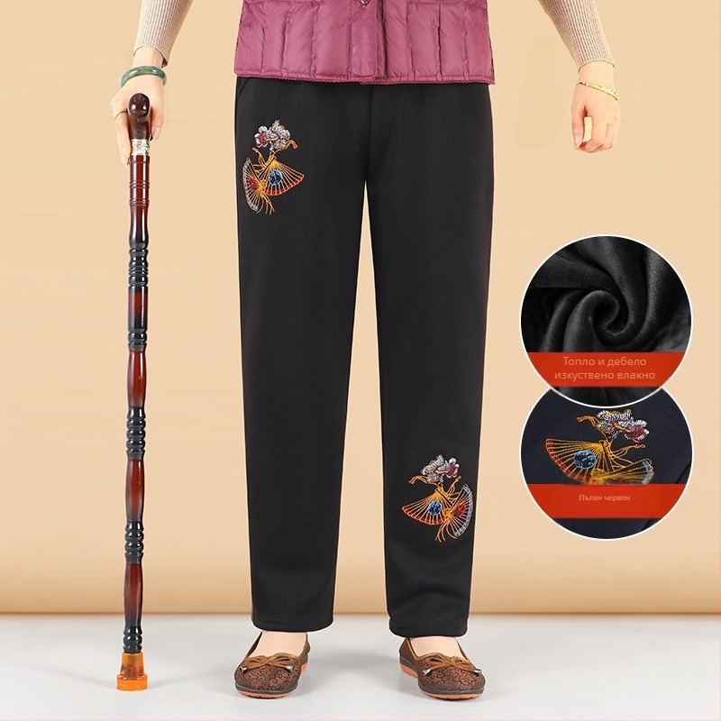 Дамски панталони с свободен силует - японско/корейски стил на отдих, бленд памук-вискоза (50-70% памук, 30-50% вискоза), бродерия, марка Lady of the Tang Dynasty