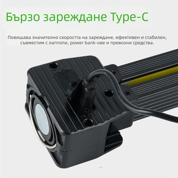 Мултифункционална презареждаща COB работна светлина с LED инспекционна светлина, сгъваема магнитна лампа за автомобил и палатка - модел A55, ABS + алуминиева сплав, регулирана яркост и цвят