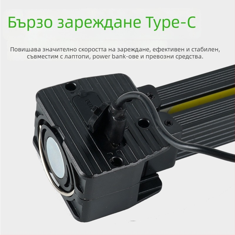 Мултифункционална презареждаща COB работна светлина с LED инспекционна светлина, сгъваема магнитна лампа за автомобил и палатка - модел A55, ABS + алуминиева сплав, регулирана яркост и цвят