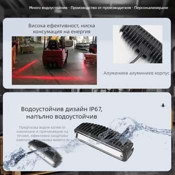 Предупредителна лампа за мотокар, 13W, 10-80V, 2800 lm, алуминиева сплав, модели R03/B03