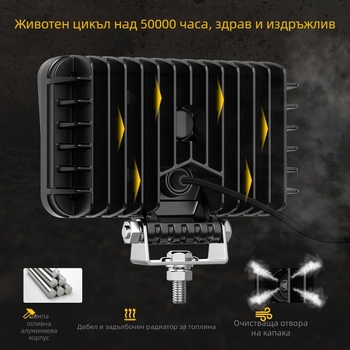 LED работна светлина за инженерни превозни средства – 40W, 9–32V DC, 5700–6000K, 50 000 h, 6063 алуминиева сплав