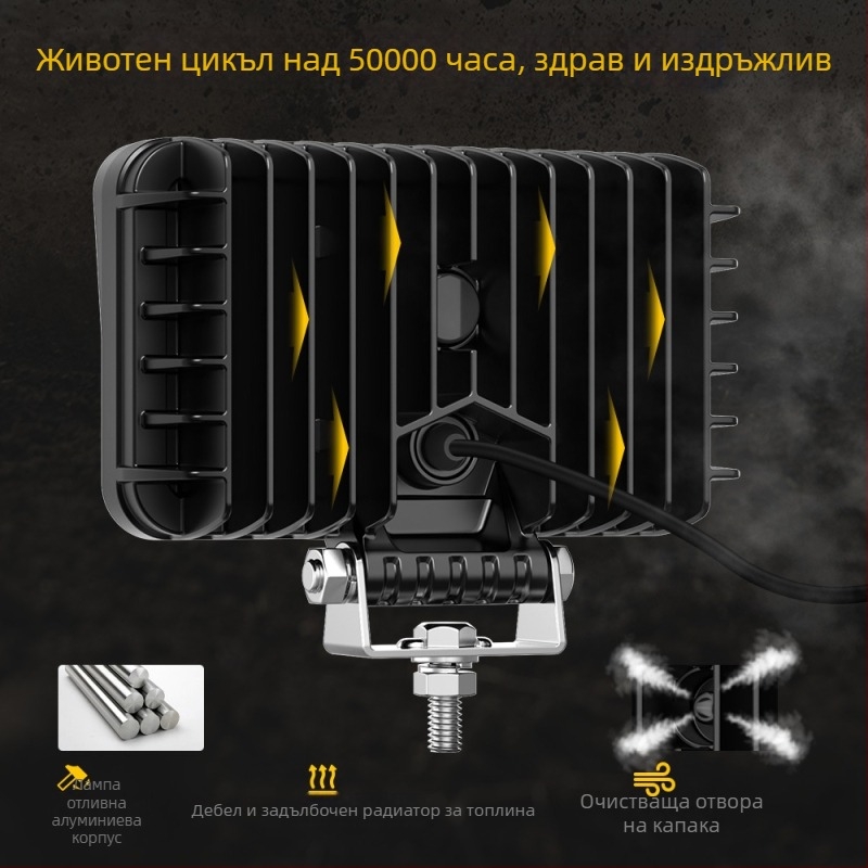 LED работна светлина за инженерни превозни средства – 40W, 9–32V DC, 5700–6000K, 50 000 h, 6063 алуминиева сплав