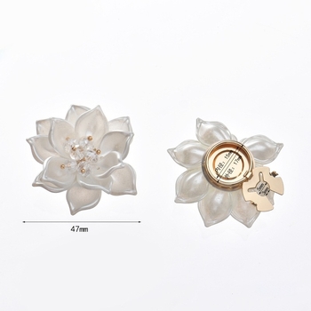 Копчета за риза във форма на камелия, метална сплав, бели кристали, ръчна изработка, дамски корейски стил