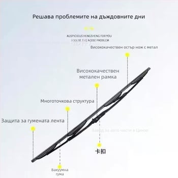 Автомобилна чистачка с U-образна железна конструкция, модел 14-28, съвместима с 99% от U-образни рамена, 90° ъгъл на чистене, 12–24V