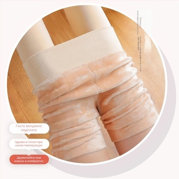 Дамски чорапогащи с нейлонова материя и флис подплата – плътни, едноцветни, повдигащ силует