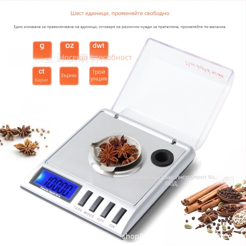 Дигитална везна за бижута с висококачествен цифров дисплей, прецизност 0,001 g, капацитет 20 g, модел Tsc01102, захранване с две батерии AAA