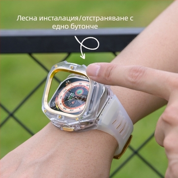 Ultra3 калъф за Apple Watch с бързосменяем механизъм, интегриран защитен прозрачен корпус (Материал: PC + силикагел; Съвместимост: Apple Watch; Тегло: 43 g)