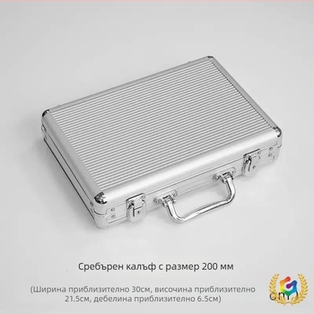 Кутия за чипове от алуминиева сплав, модел 200, с ивици и закръглени ъгли – подходяща за покер и зарове, персонализируема, комплект от 18 бр., за шах и карти