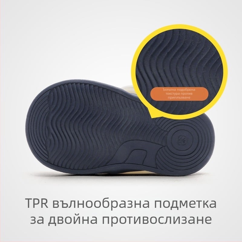 Детски платнени обувки с лепенка, за вътрешна употреба неслизваща гумена подметка, платно горно, EVA стелка, памучна подплата, дишащи, бродирани детайли