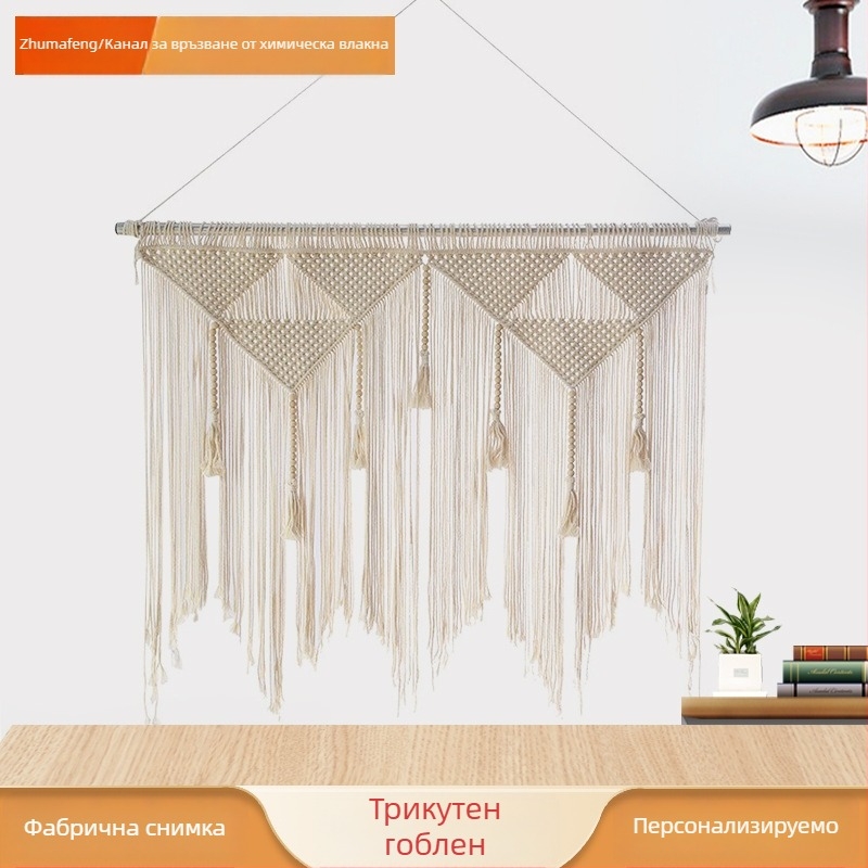 Гоблен за стена - ръчна изработка, пасторален стил (памучен материал, квадратна форма, едноцветен модел)