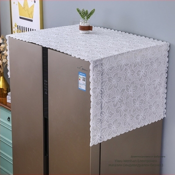 Горна покривка за хладилник с дантела – четири врати, бродирана, коприна с флорални мотиви, охлаждащ тип