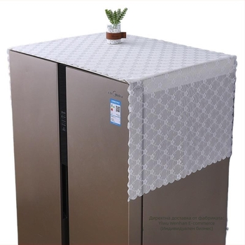 Горна покривка за хладилник с дантела – четири врати, бродирана, коприна с флорални мотиви, охлаждащ тип