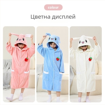 Детска качулкова кърпа за баня от корал велур, подплата от заешки косми, бързосъхнеща, унисекс, пролет