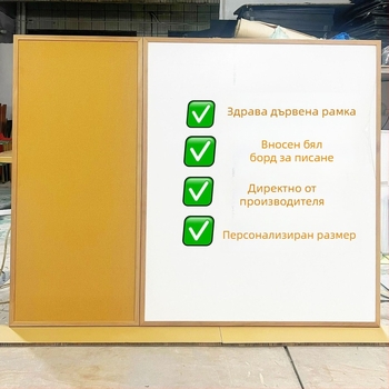 Емайлова дъска с дървена рамка и корк за писане и детски графити, учебна декорация на стена