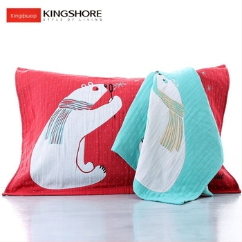 Калъф за възглавница King Shore – 100% памук, антибактериален, против акари, четирислоен марля, комплект от 2 бр.