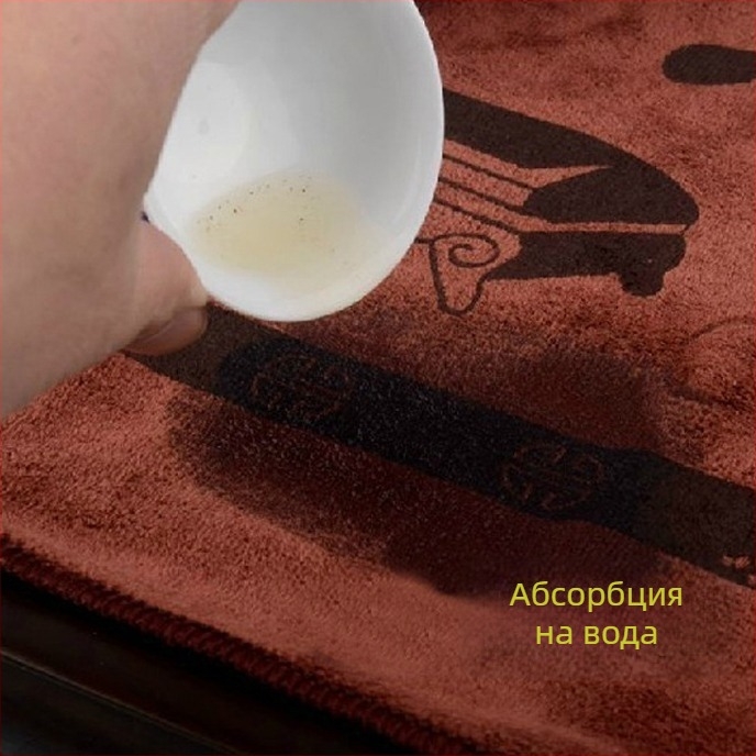 Микрофибърна чайна кърпа за чайната церемония, 80% полиестер, 20% полиаид, 45 g/m², отпечатано лого, водопоглъщане 26–30 сек