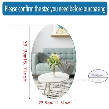 Овално акрилно стенно огледало – PS материал, самозалепващо, без пробиване, стил прост, подходящо за хол, спалня, ресторан и търговски обект