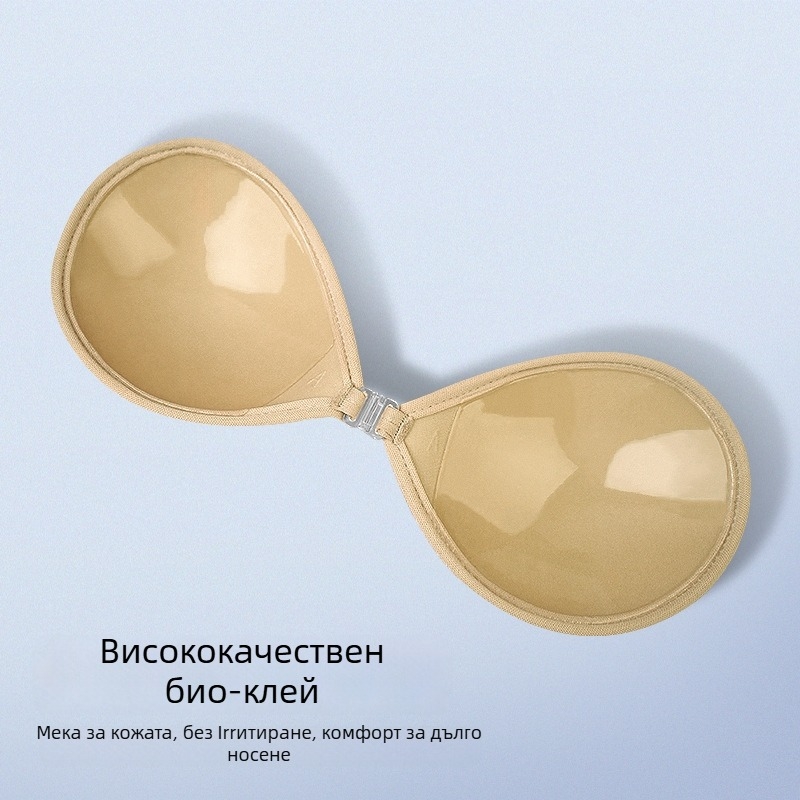 Сутиен-лепенка без презрамки - полиестер-памук, самозалепваща, кръгла форма на зърното, секси стил
