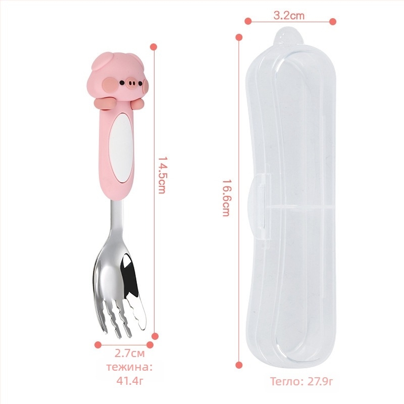 Детска лъжичка от неръждаема стомана 316, карикатурен дизайн, стил свеж и сладък, огледално полирана повърхност