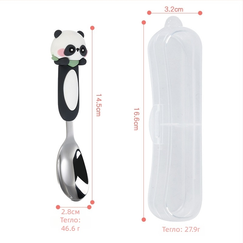 Детска лъжичка от неръждаема стомана 316, карикатурен дизайн, стил свеж и сладък, огледално полирана повърхност