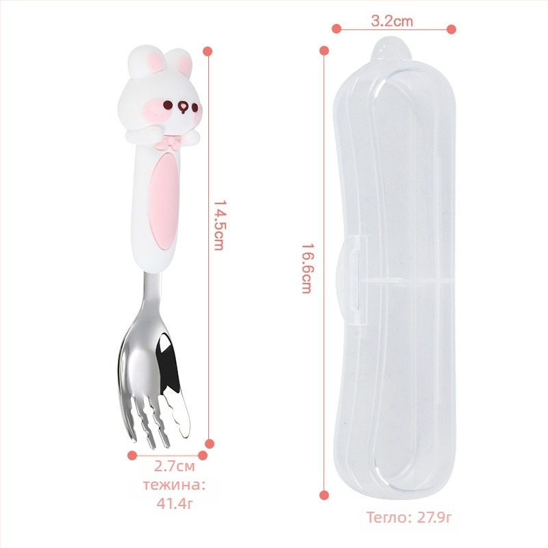 Детска лъжичка от неръждаема стомана 316, карикатурен дизайн, стил свеж и сладък, огледално полирана повърхност