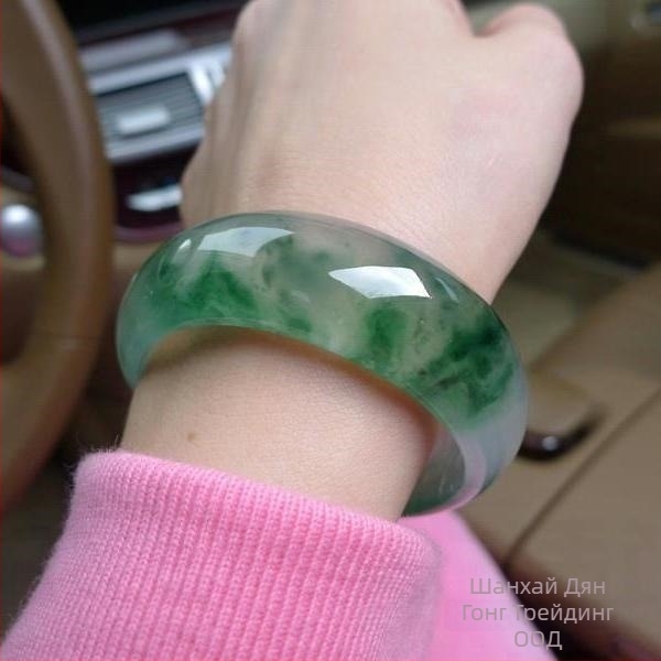 Гривна от нефрит за жени, A-клас, дизайн плаващо цвете, етно стил