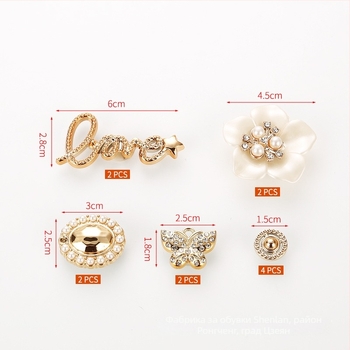 Комплект подвижни обущни украси с цветя и пеперуди за дупкови обувки | модел 004 | подходящ за ежедневни обувки, платнени обувки, пантофи | стил: малък аромат | сезони: лято, пролет, есен, зима