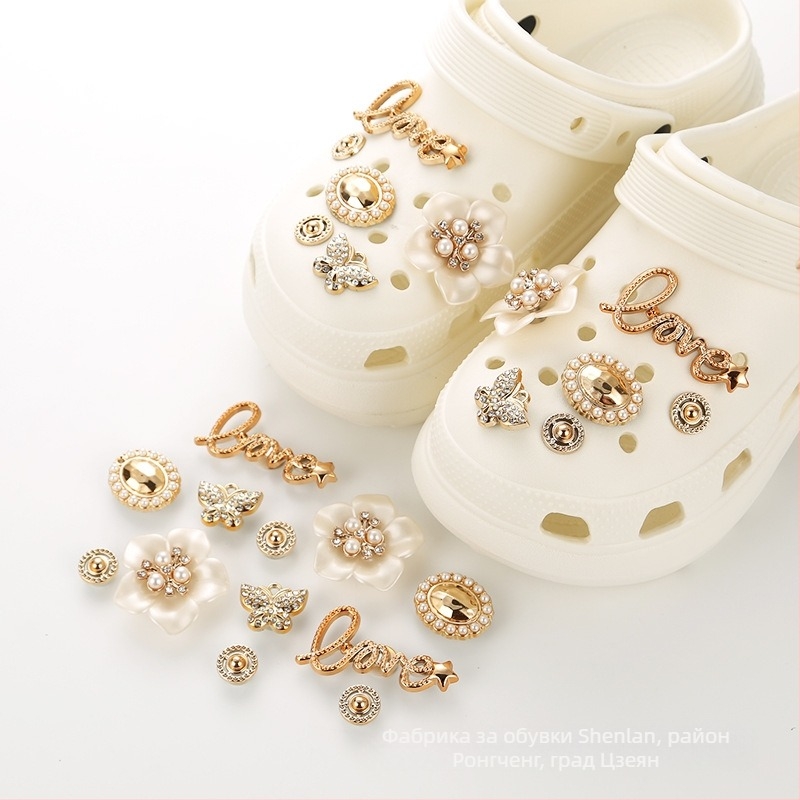 Комплект подвижни обущни украси с цветя и пеперуди за дупкови обувки | модел 004 | подходящ за ежедневни обувки, платнени обувки, пантофи | стил: малък аромат | сезони: лято, пролет, есен, зима