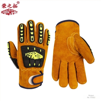 Защитни ръкавици - Rongzituo, телешка split кожа, пожарно спасяване