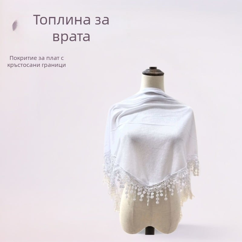 Триъгълен шал от полиестер, едноцветен, прахоустойчив, гладка тъкан, подходящ за всички сезони