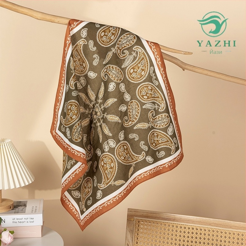 Женски квадратен шал с paisley мотив – рециклирана 60-count памук, есен 2025, произход: Deqing, Zhejiang