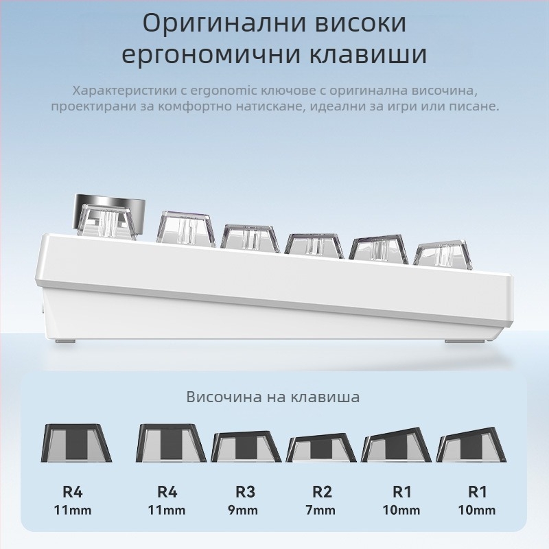 Readson Прозрачни PC клавишни капачета за механична клавиатура с UV печат, предно шлайфане, четиристранна висока прозрачност, RGB подсветка, универсална съвместимост