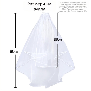 Булчински воал с гребен за коса, многопластов мрежест воал за сватбени снимки (Материал: прежда; Печат на лого: Да; Персонализиране: Налице)