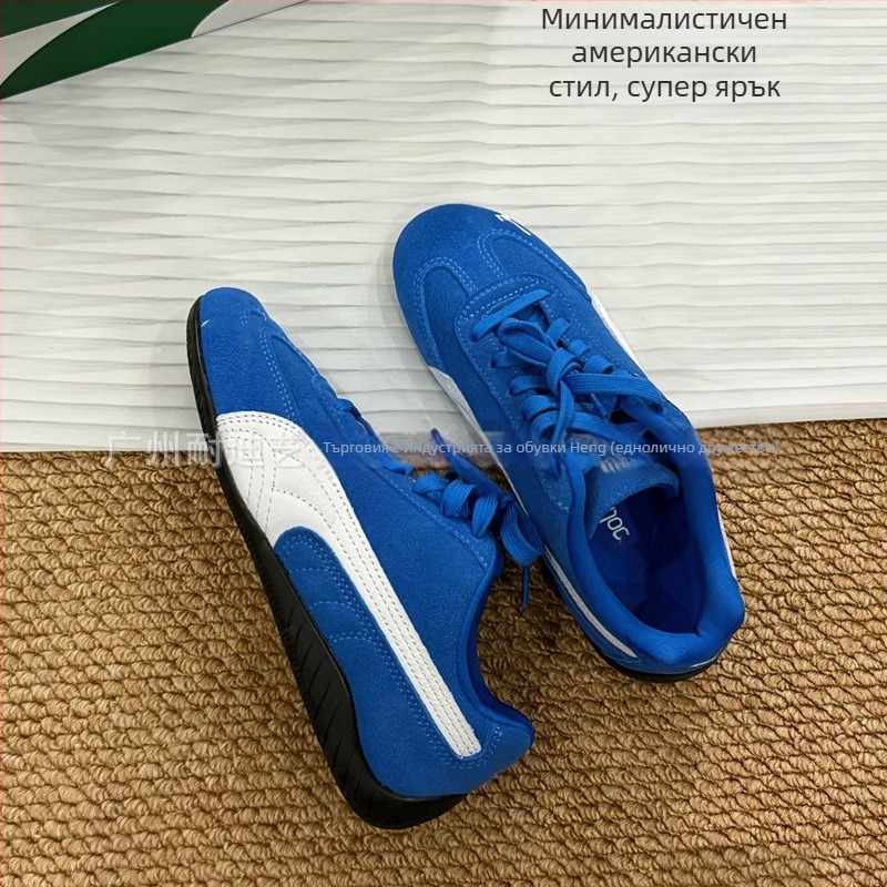 Унисекс спортни обувки със велурено горно покритие, гумена подметка, дишащи и леки, предно връзване, ретро стил