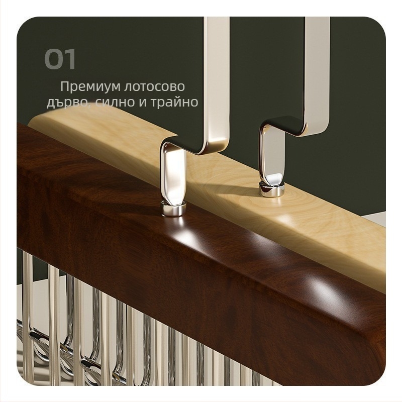 Дървена закачалка с 8 куки за дрехи, вратовръзки и жилетки – 2 броя, модерен минималистичен стил